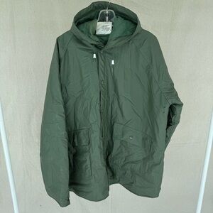 Vintage Duck Bay Size L Green Utility Hooded Outdoor Rain Jacket